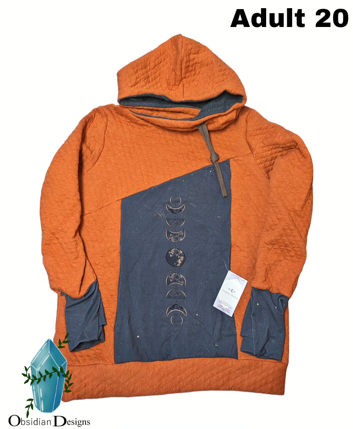 Moon phases quilted hoodie size 20