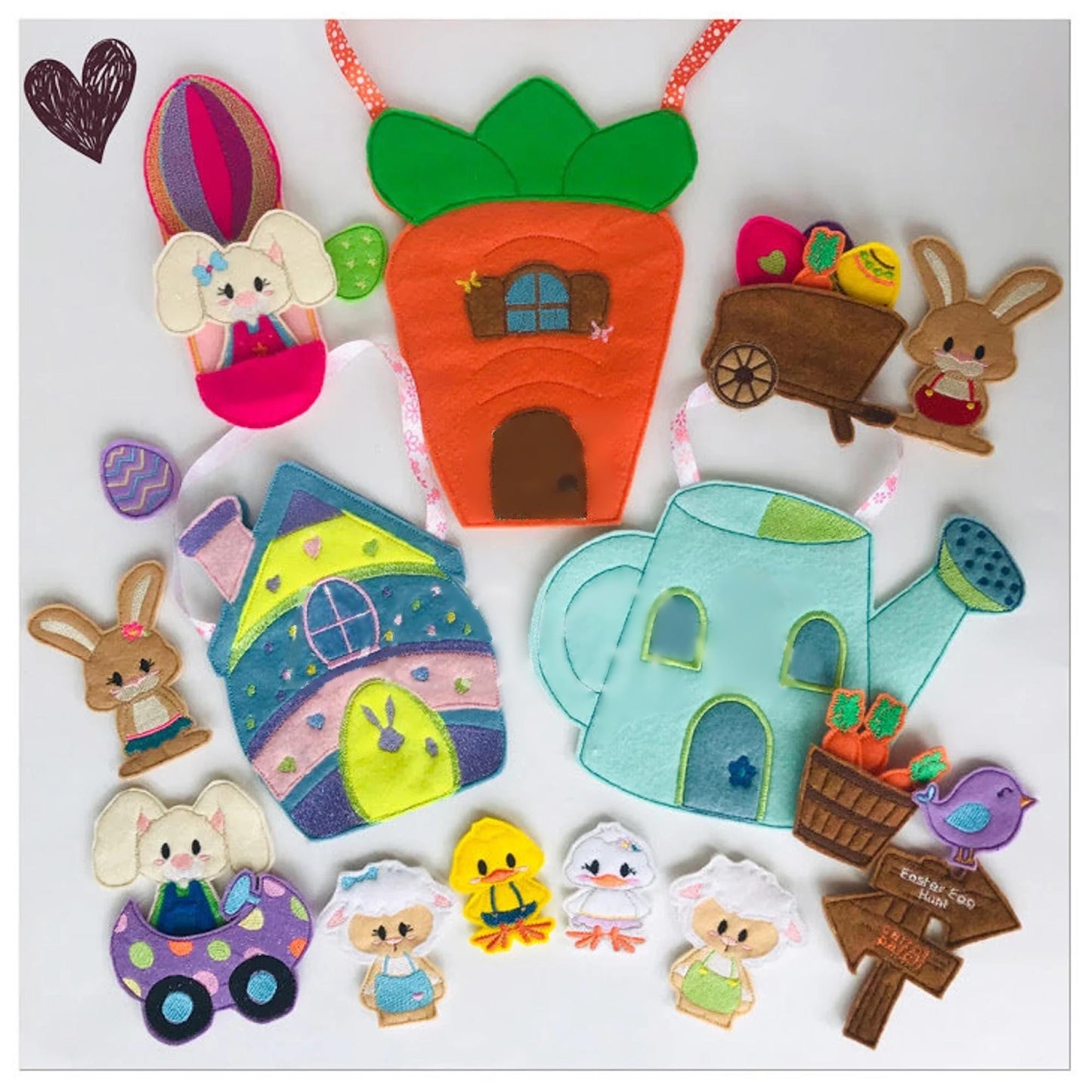Easter Spring Bunny Rabbit Chick Lamb felt story finger puppets circle time stories role playing dramatic play learning decorate basket