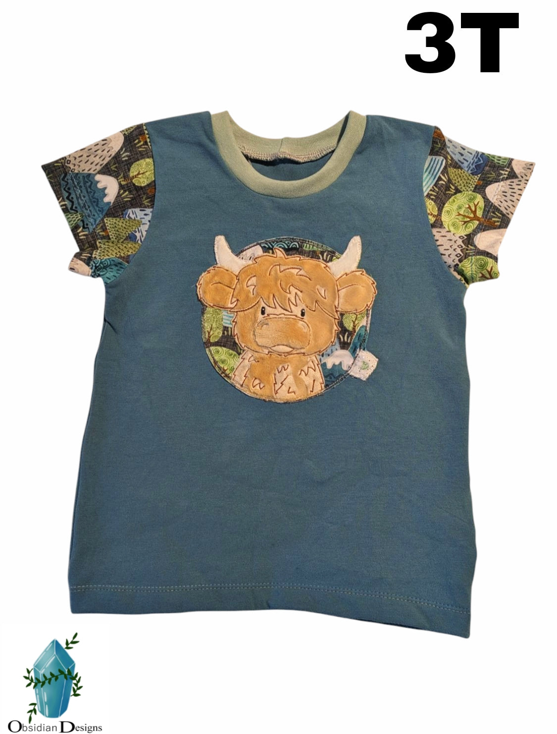 Highland Cow fuzzy short sleeved shirt