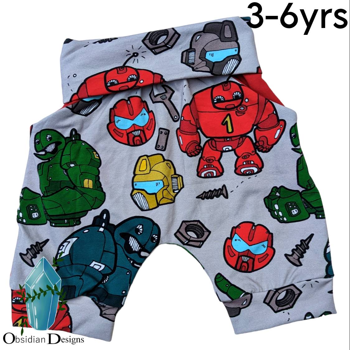 3-6 years Robot Harem Pants with pocket