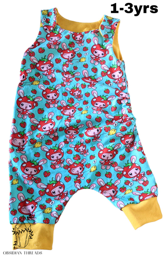 1-3 years Strawberry Bunny Grow With Me Romper