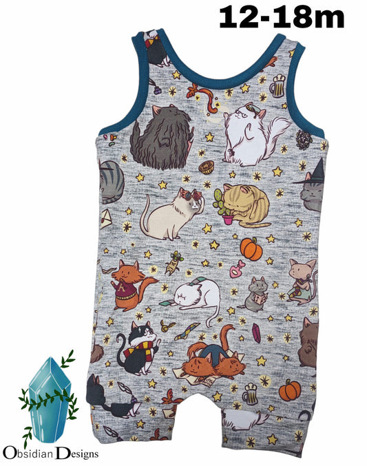 12-18m Potter Cats Romper (All proceeds go to QMUNITY)