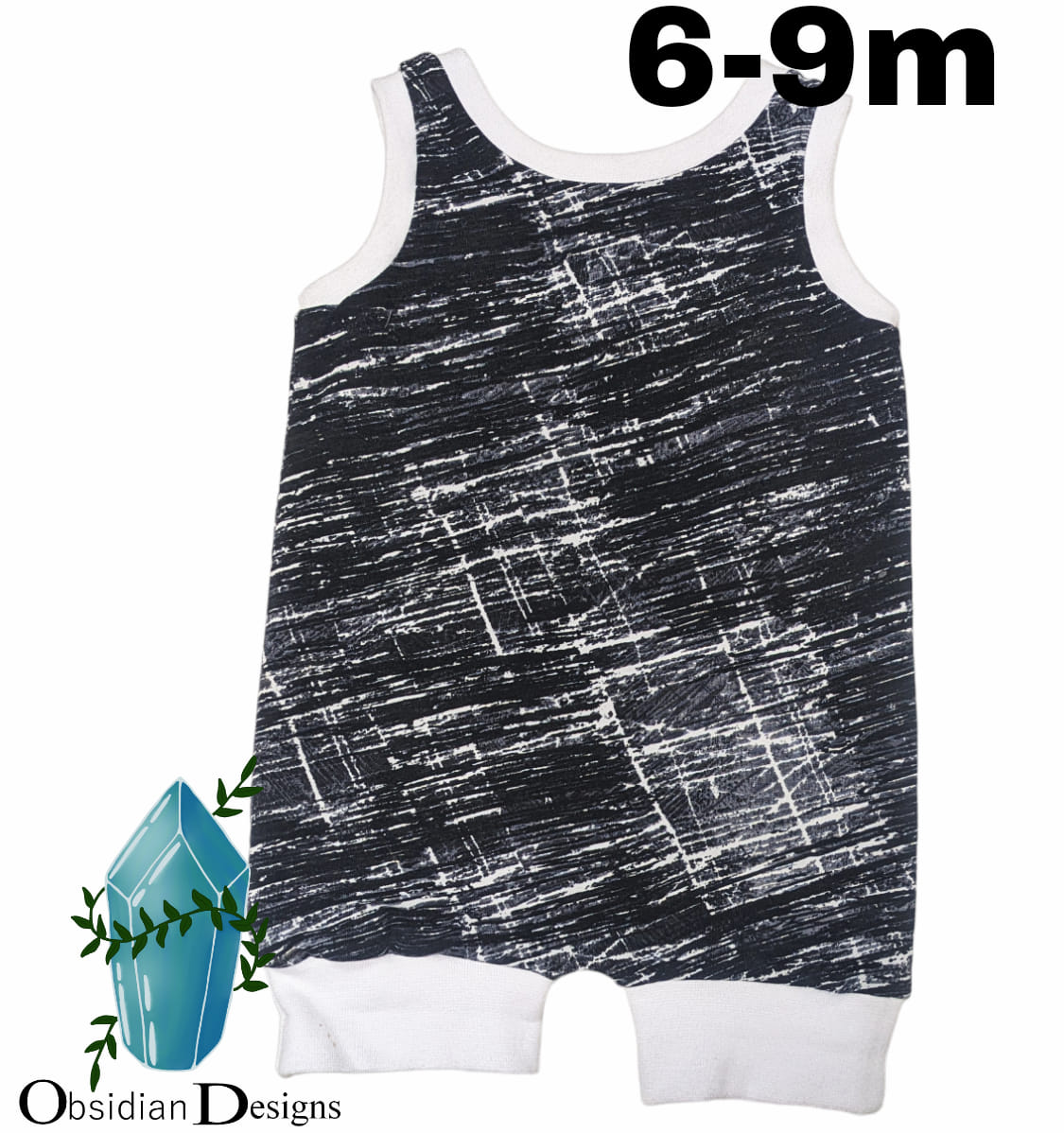 6-9m Black and White Romper